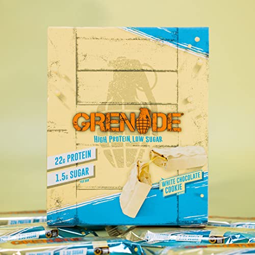 - Grenade High Protein Low Sugar Bar | White Chocolate Cookie | 12 x 60 g -