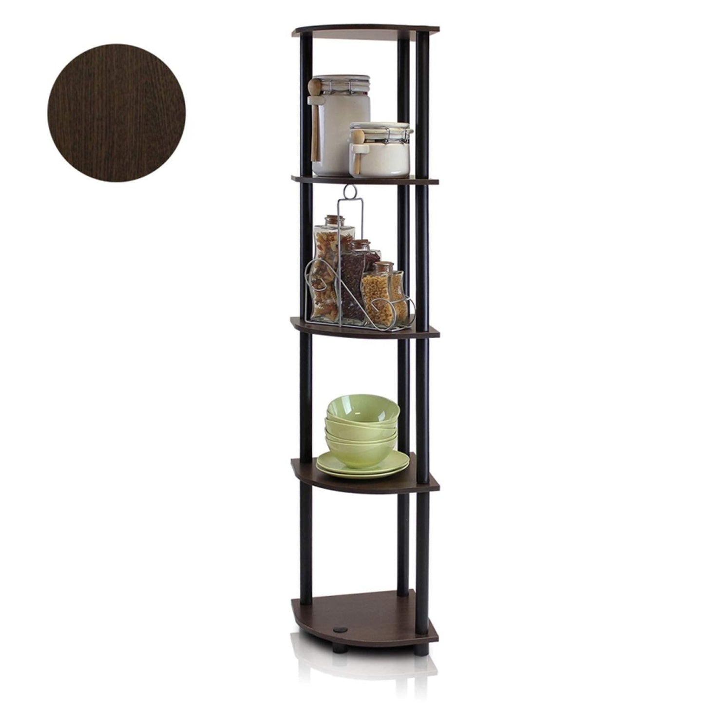 - Furinno Turn-N-Tube | 5 Tier Corner Display Rack | Multipurpose Shelving Unit -