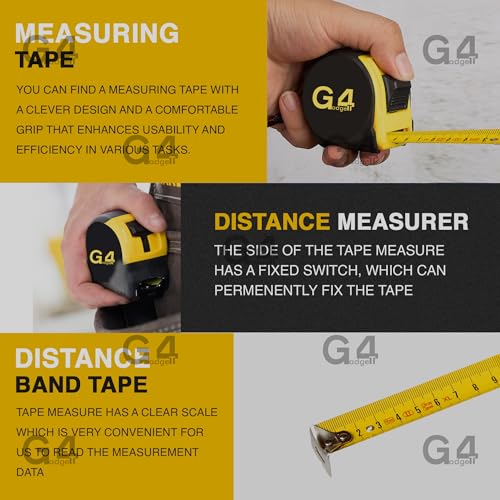 5 Meter Retractable Tape Measure Griplock Imperial Metric Measuring Metres (Black Yellow 5m 19mm)