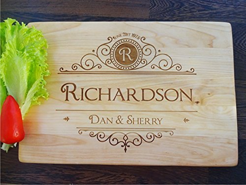 Algis Crafts | Personalized Handmade Cutting Board - MONOGRAM | Laser Engraved Chopping Board | Gifts for Men | Personalised Gifts | Wedding Gifts | New Home Gifts | Birthday Gifts for Him