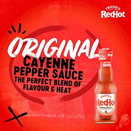 - Frank's RedHot Original Cayenne Pepper Sauce 148 ML | Pack of 2 | Hot Chilli Sauce | Bursting with Fiery Heat and Delicious Flavours | No Artificial Colours Flavourings or Preservatives -