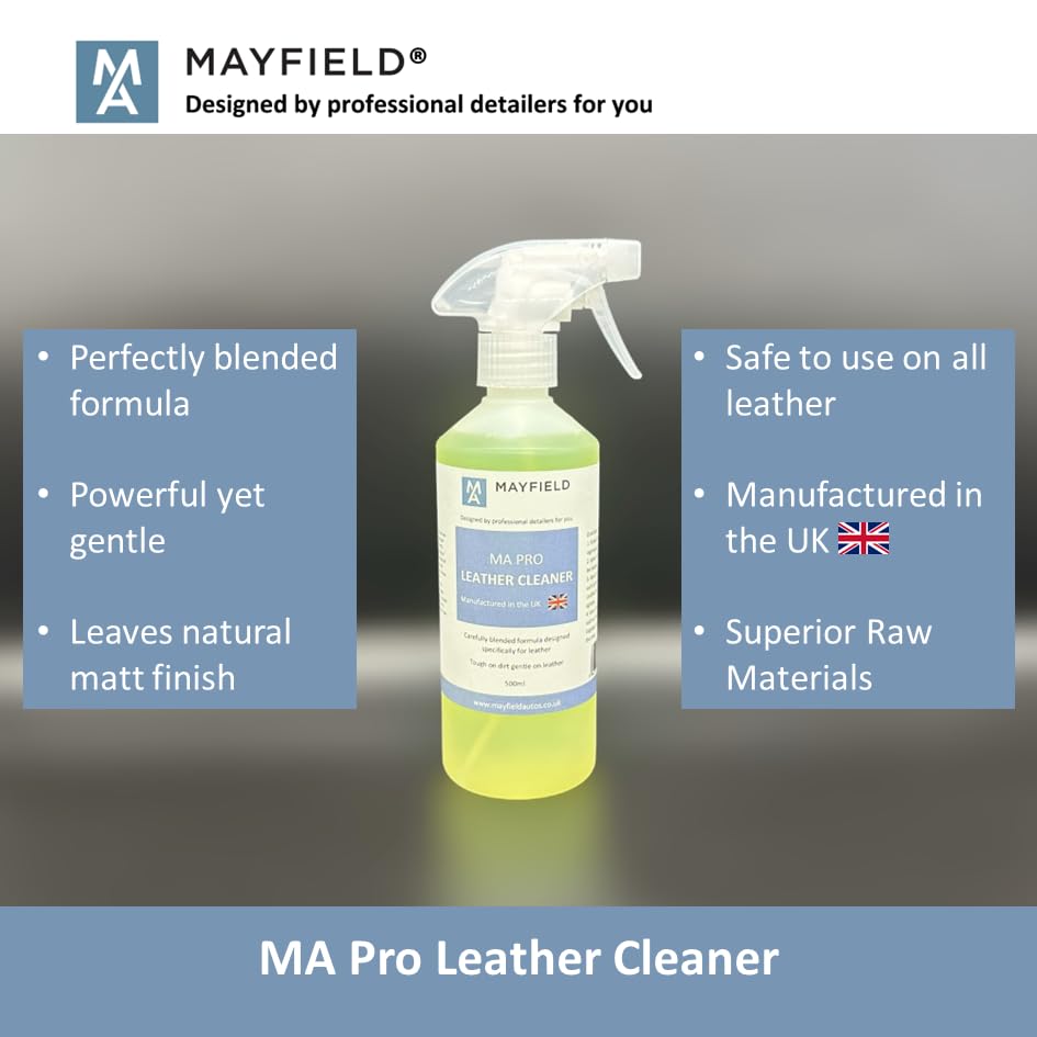 Car Leather Cleaner – 500ml - Effective, Gentle, Matt Finish, Blended Formula, Perforated, Cracked, Stitching…