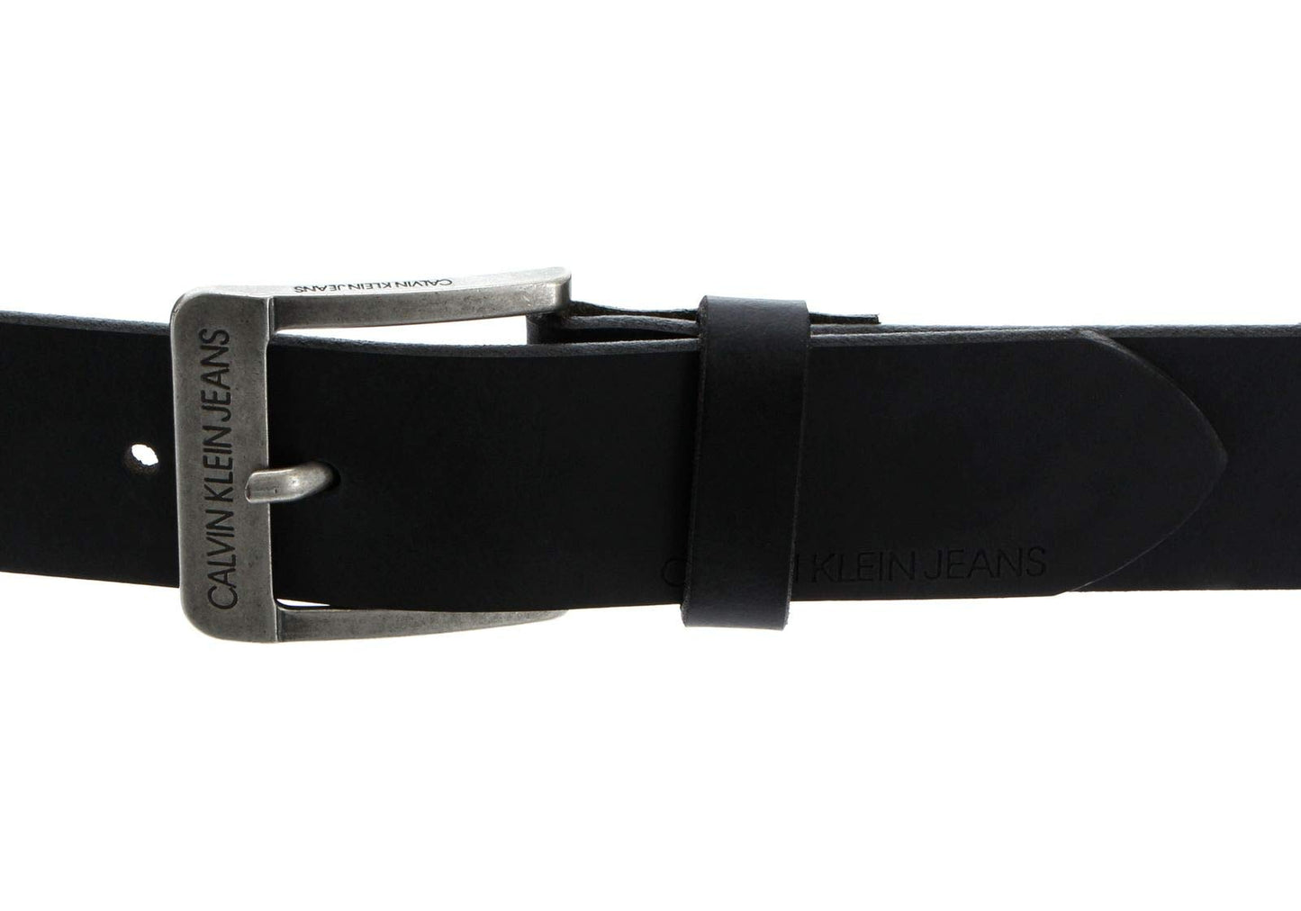 Calvin Klein - Men's Leather Belt - Black Leather Belt For Men - Calvin Klein Jeans - Brushed Metal Buckle - 100cm / 39.4" Length - 100% Genuine Leather