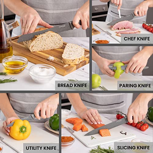 - Nuovva Professional Kitchen Knife Set | 5pcs Grey Kitchen Knives –