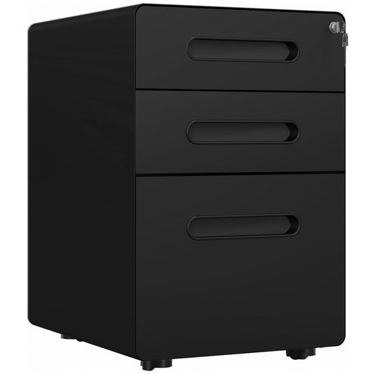 - Vinsetto Lockable File Cabinet with 3 Drawers, Vertical Office Drawer for A4 -