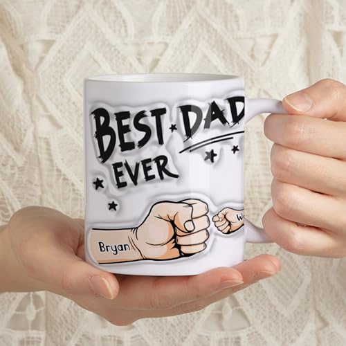- VEELU Personalised Dad Mug with Kids Names, Custom Father's Day -
