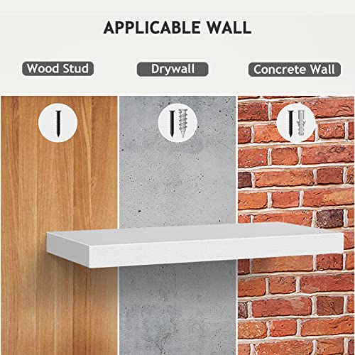 - STOREMIC Floating Shelves | 38cm |  3 White Shelves | Screw Mounted | Easy Installation -