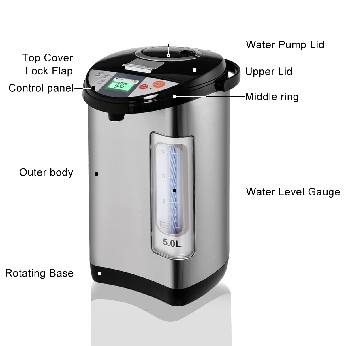- GiantexUK 5L Hot Water Dispenser | Stainless Steel Catering Urn With 24H Timer -