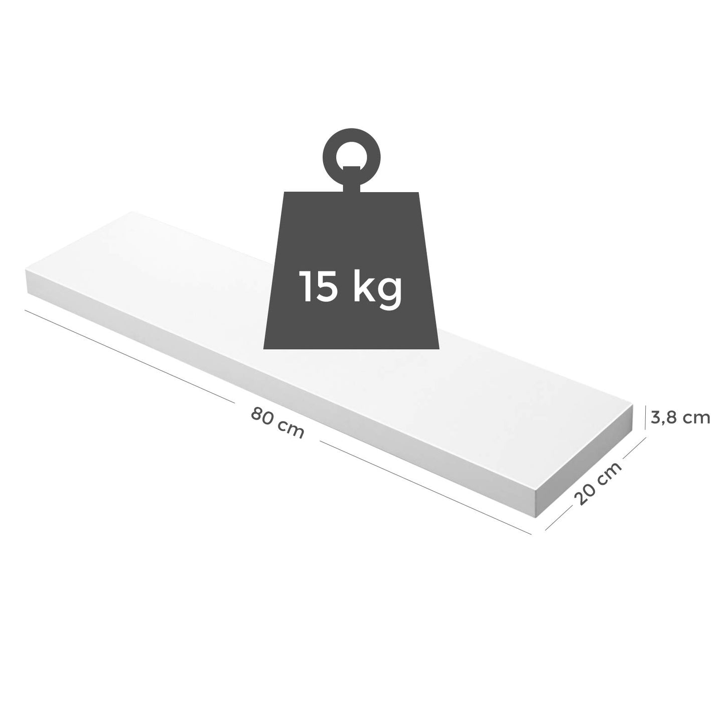 - VASAGLE Floating Shelf, Wall Shelf for Books, Photos, Collectibles, Wall-Mounted Office Shelf, 80 x 20 x 3.8 cm -