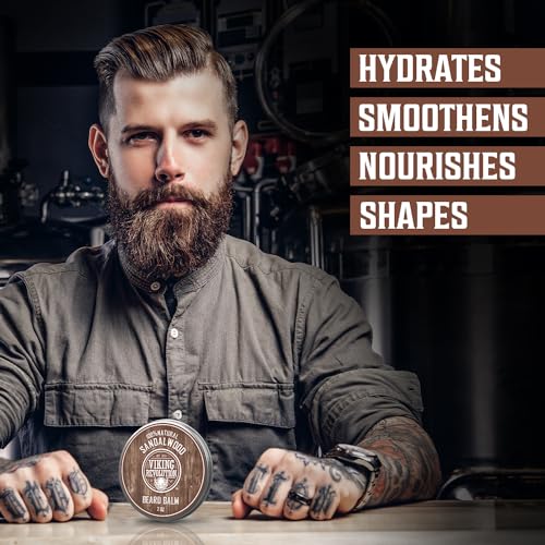 - Viking Revolution - Beard Balm - Natural Beard Balm For Men With Argan & Jojoba Oils -