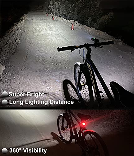 BIKIL Bike Lights Set Front and Back, USB C Rechargeable 6400 mAh Super Bright 2400 Lumen Bicycle light,Easy to Install Bike Headlight and Taillight Combinations,Road and Mountain Cycling Light