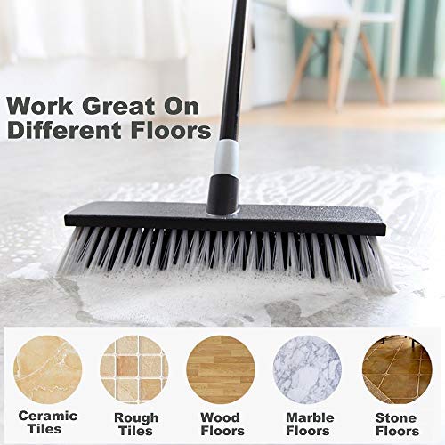 - Floor Scrubbing Brush Stiff Bristles with 49.6 inches Telescopic Long Handle | Yard Brush Concrete Broom -