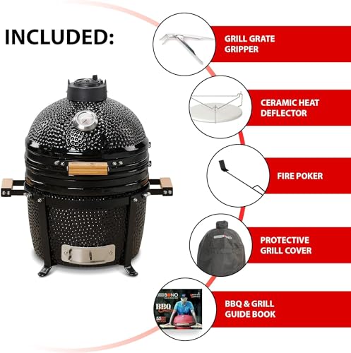 - KAMADO BONO Ceramic BBQ Grill | 15" Minimo | Kamado BBQ Charcoal Grill -