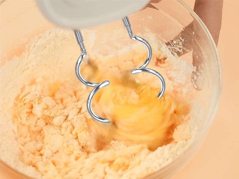 - LINKChef Anti-Splash Hand Mixer Electric Whisk with Storage Base | 5-Speed White Electric Hand Whisk for Baking | 450W -