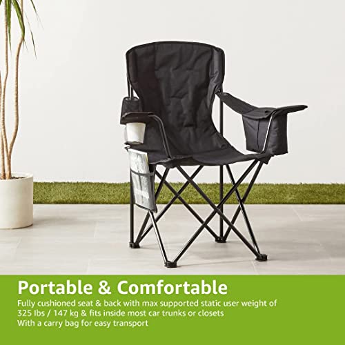 Amazon Basics Camping Chair with Cooler, Black (Padded) - XL