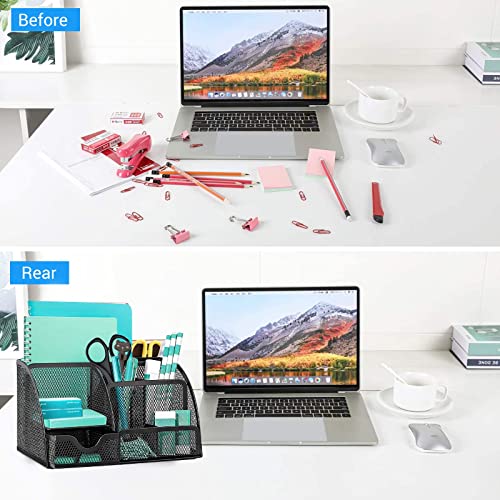 - OKPOW Mesh Desk Organiser | Multi-Use Desk Tidy | Pen Holder -