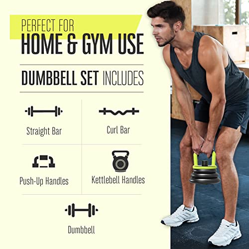 - Strongway® Adjustable 6 in 1 Dumbbell | Straight and Curl | Barbell | Kettlebell Push Up Set -