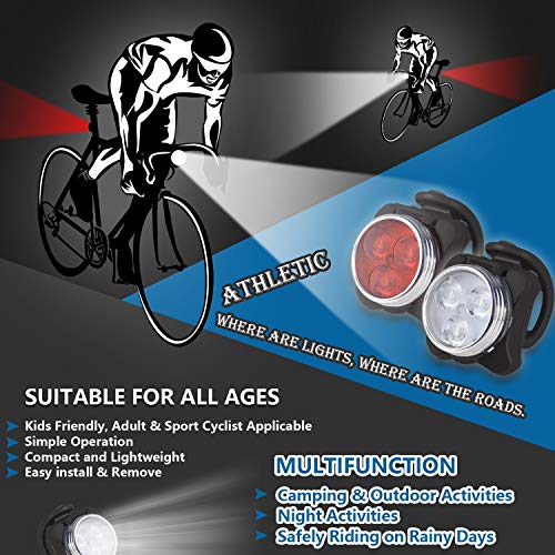 Balhvit Bike Light Set, Super Bright USB Rechargeable Waterproof Mountain Road Safety & Easy Mount LED Bicycle Lights, USB Cycling Front & Rear Light
