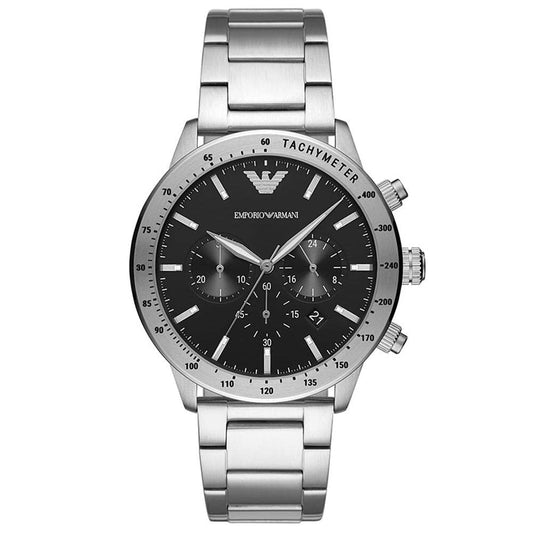 - Emporio Armani Watch for Men | Quartz Chronograph Movement | 43 mm Silver Stainless Steel Case with a Stainless Steel Strap | AR11241 -