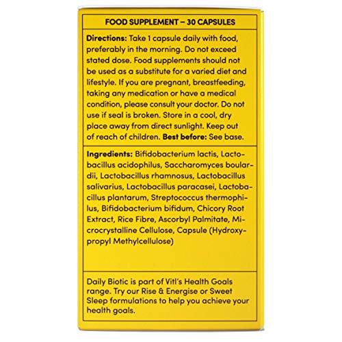 - Vitl Daily Biotic with 9 Probiotic Strains - 30 Vegan Capsules - Probiotic with a Complex Blend of Gut Friendly Bacteria -