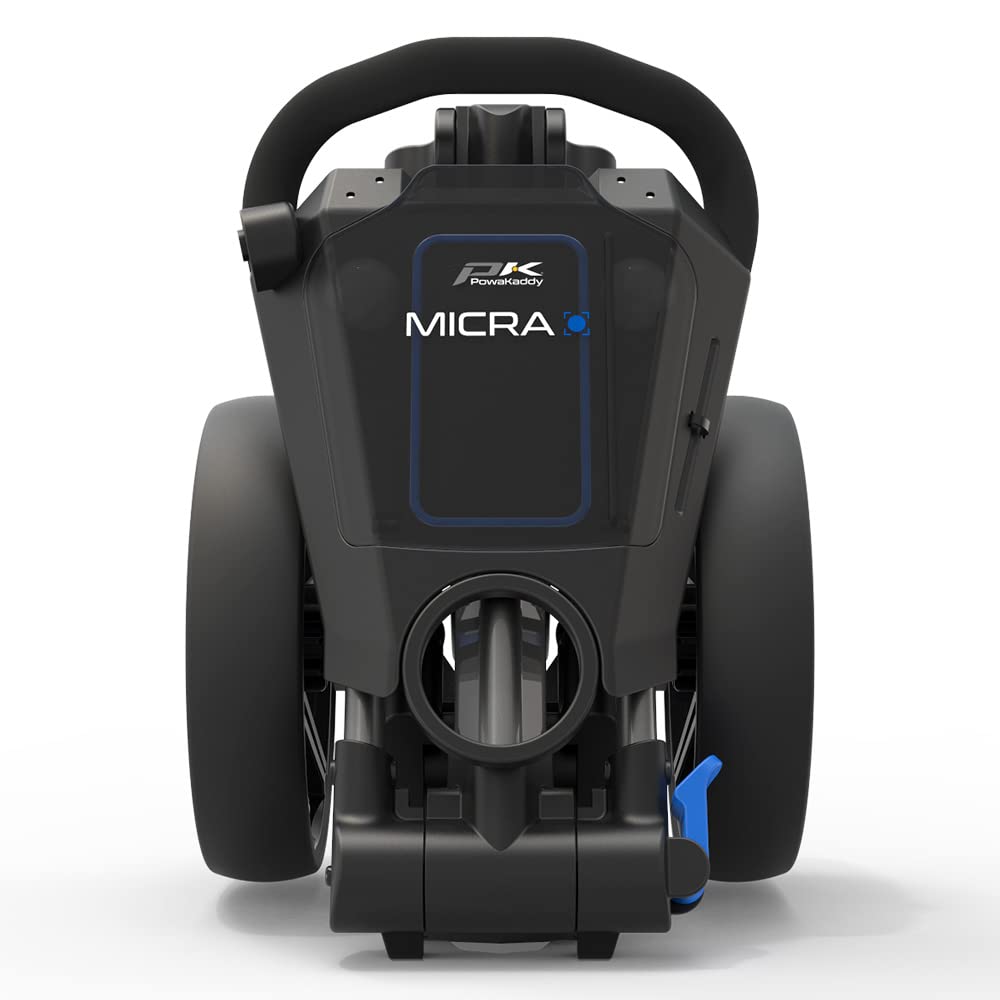 - PowaKaddy Unisex 2022 Micra Push Cart Golf Trolley | Gun Metal/Blue -