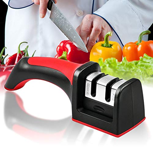 - Wellehomi Knife Sharpener, Premium Two Stages Manual Sharpener