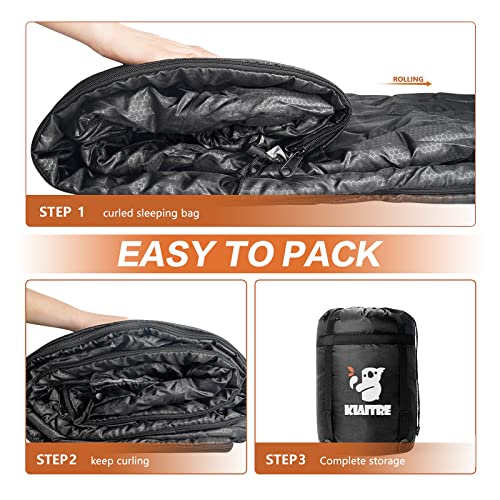 - Kiaitre Sleeping Bag for Adults | Warm & Lightweight Envelope Compact Sleeping Bag | Waterproof Indoor & Outdoor Use for Camping -