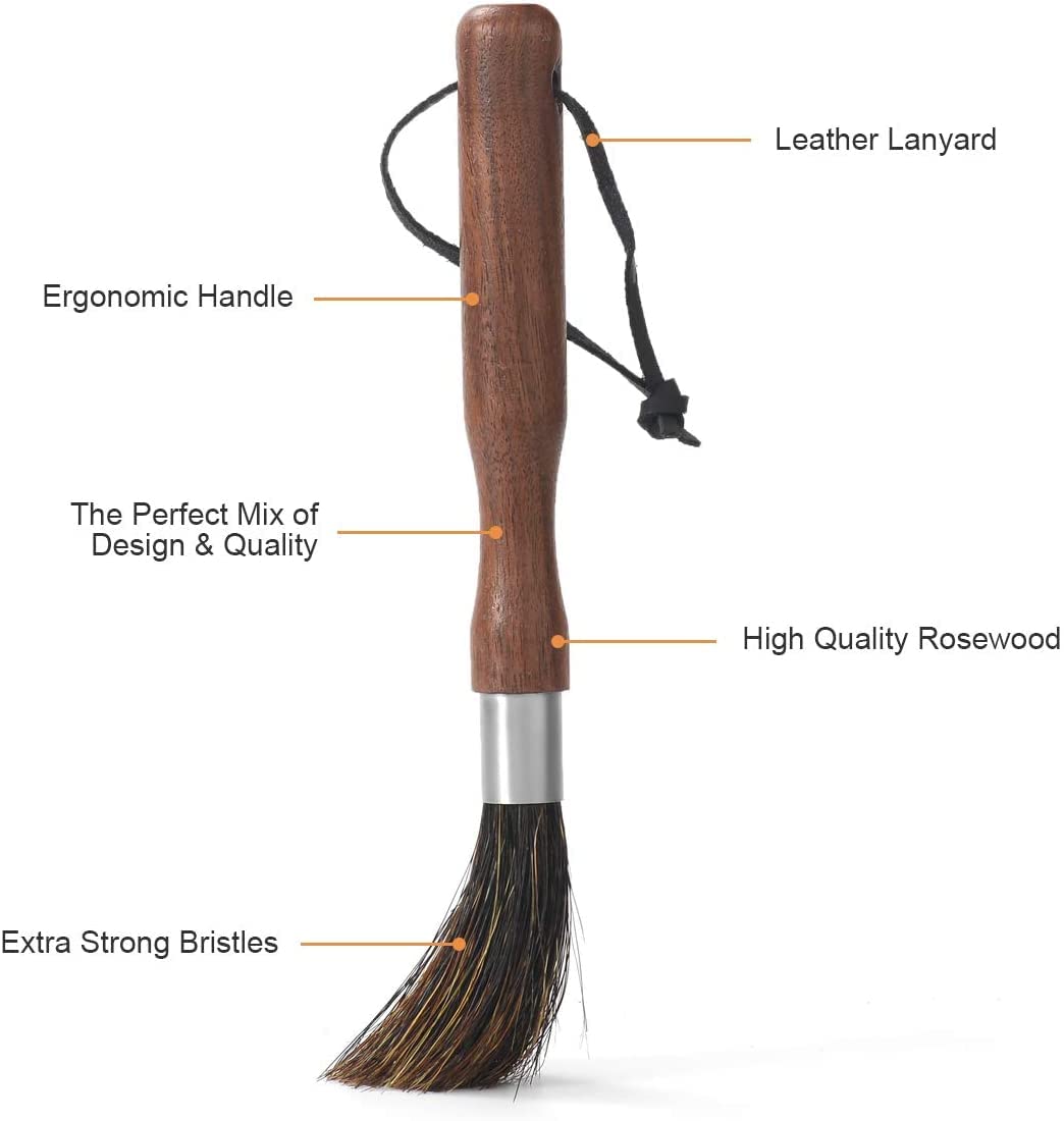Coffee Grinder Cleaning Brush,Espresso Machine Cleaning Brush Natural Boar Bristles Walnut Handle with Lanyard, Coffee Tool for Barista Home Kitchen