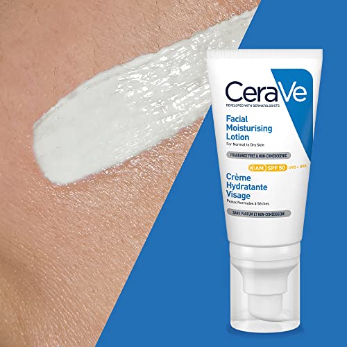CeraVe AM Facial Moisturising Lotion SPF50 with Ceramides & Vitamin E for Normal to Dry Skin 52ml