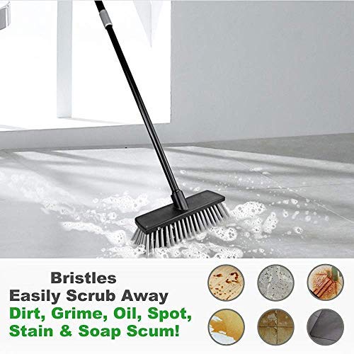 - Floor Scrubbing Brush Stiff Bristles with 49.6 inches Telescopic Long Handle | Yard Brush Concrete Broom -