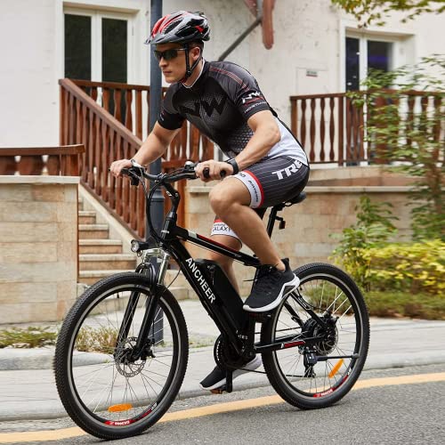 ANCHEER Upgraded Electric Mountain Bike, 250W 26'' Electric Bicycle with Removable 36V 12.5 AH Lithium-Ion Battery for Adults, 21 Speed Shifter