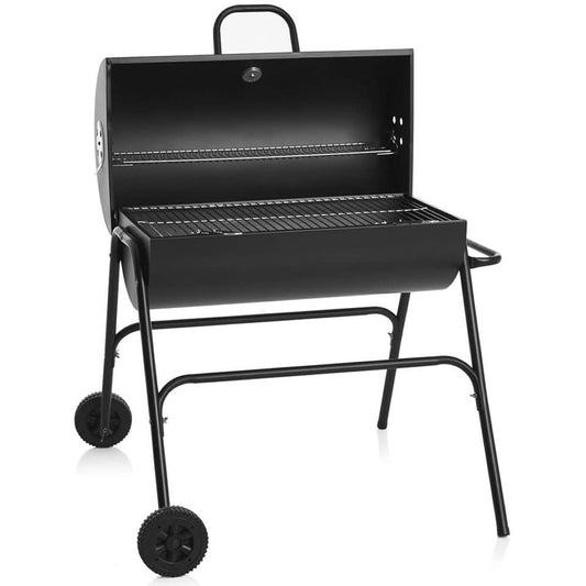 - Wilko Oil Drum Charcoal BBQ Grill - With Lid Cover - Chrome Plated Steel Cooking Grid