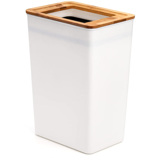 - Dicunoy Plastic Small Trash Can | 9L White Garbage Container -