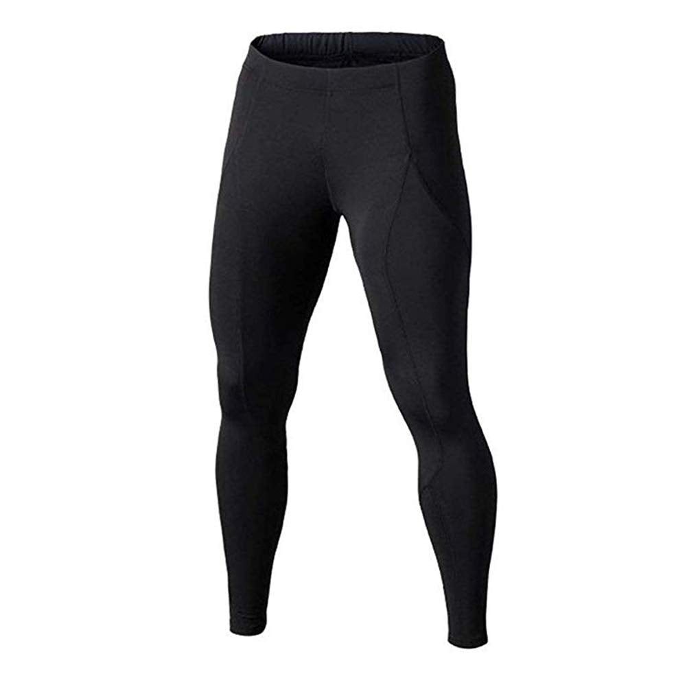 BUYKUD Men's Long Sleeve Base Layer Compression Athletic Underwear Shirt Tights Top & Bottom Set, L(69-71 inch,154-176lb), Black