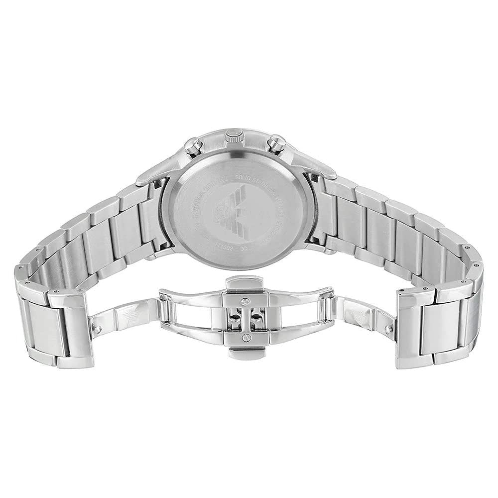 - Emporio Armani Watch for Men | Quartz Chronograph Movement | 46 mm Silver Stainless Steel Case with a Stainless Steel Strap | AR2460 -