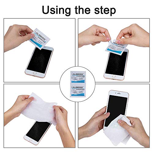 ALIBEISS Pre-Moistened Screen Wipes Computer Screen Cleaner for Eyeglasses, Tablets, Camera Lenses, Keyboards,Phone and Other Delicate Surfaces-Pack of 100