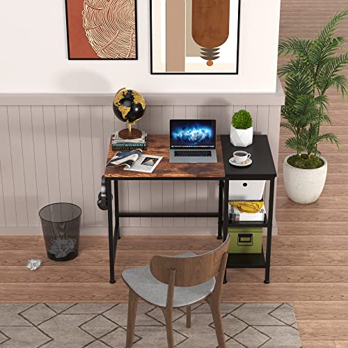 - HOMIDEC Office Desk | Computer Desk With Bookshelf | 100 x 50 x 75 cm Study Writing PC Desk -