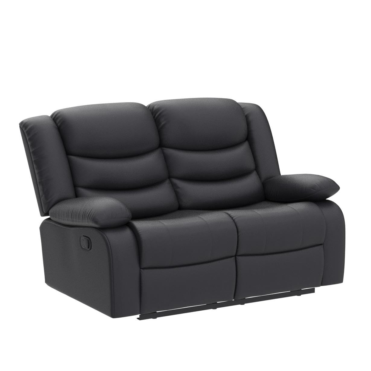 - Roma Leather Recliner Sofa with Cupholders | 2 Seater Sofa | Black (2 Seater) -