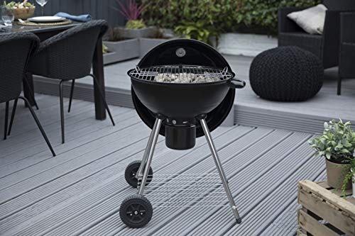 - George Foreman Portable Charcoal BBQ | Round Kettle 47 cm | Adjustable Vent, Integrated Thermometer -