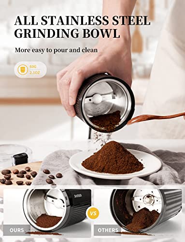 - SHARDOR Electric Coffee Grinder | Fast Grinding for Coffee Beans, Dried Spice, Nuts & Herbs with Cleaning Brush -