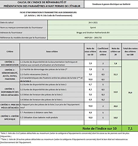 - Sprint 2x18V (36V) Lithium-Ion 44cm Cordless Lawn Mower|  440P18V -