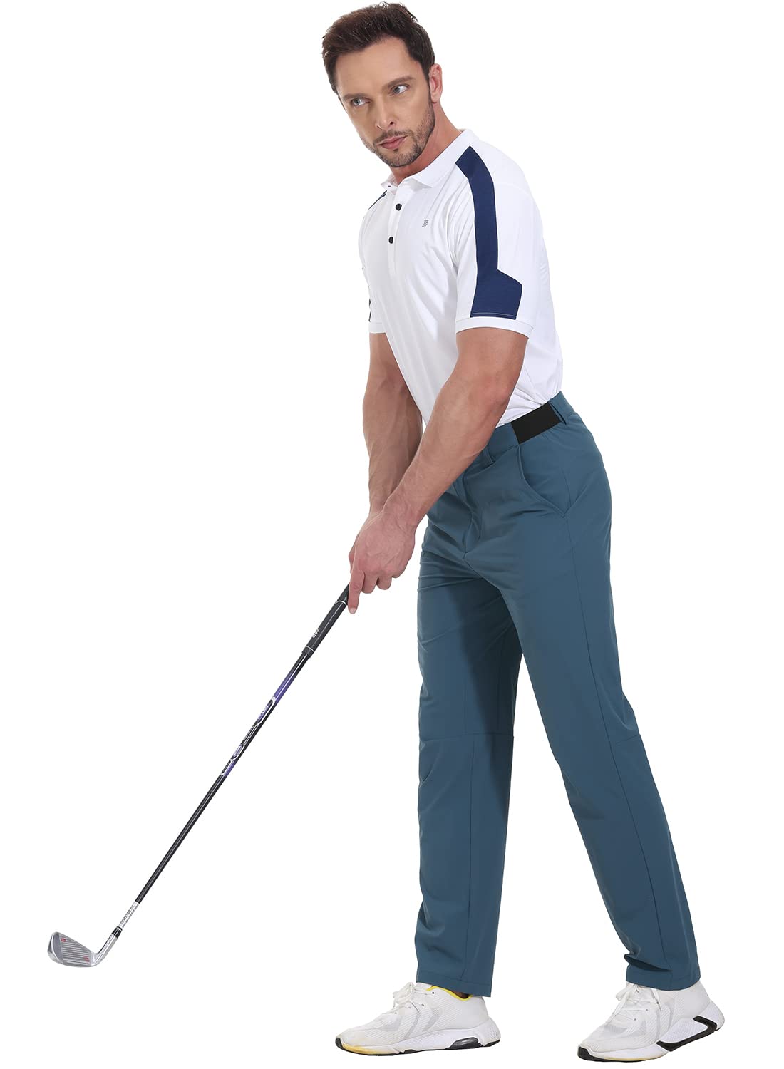 - donhobo Men's Stretch Golf Pants | Men's Outdoor Trousers | Lightweight Quick Dry Elastic Waist Casual Hiking Pants -