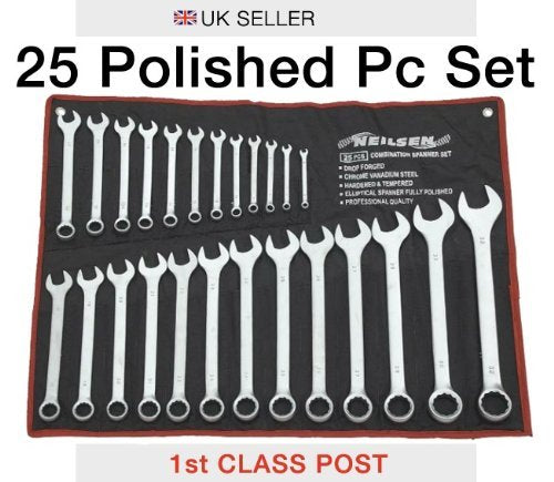- Neilsen ct0795 Spanner Set | 25pc | (Combination-Satin Finish) 6-32mm | Silver -