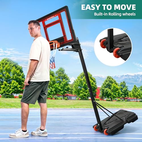 - YITAHOME Basketball Backboard Hoop Net Set, 105-260CM Height Adjustable Basketball Stand with Wheels