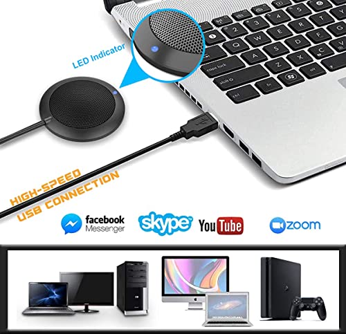 Conference USB Microphone, Computer Desktop Mic with LED Indicator, TKGOU Plug & Play Omnidirectional Condenser PC Laptop Mics for Online Meeting,Class,Skype,Recording,Chatting,Zoom,(Windows/Mac OS X)