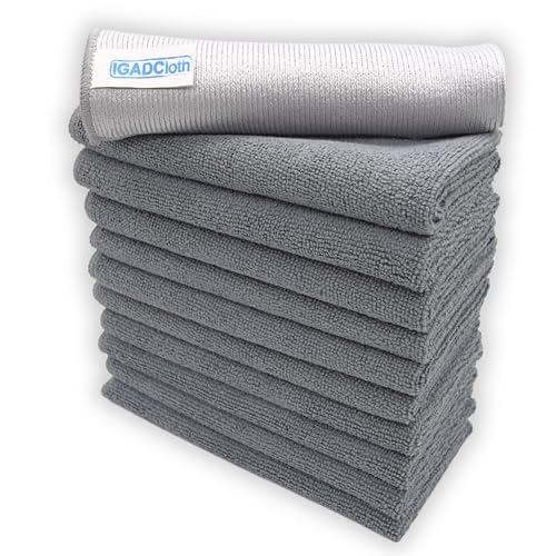 - 10 Grey Microfibre Cleaning Cloths, Durable Multipurpose Cleaning Cloths.