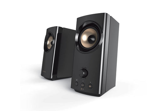 CREATIVE T60 2.0 Compact Hi-Fi Desktop Speakers with Clear Dialog and Surround by Sound Blaster, SmartComms Kit, USB-C Audio, Mic and Headset Ports, Bluetooth 5.0