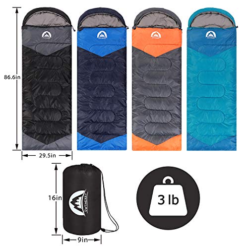 - Sleeping Bag 3 Seasons | (Summer, Spring, Fall) Warm & Cool Weather -