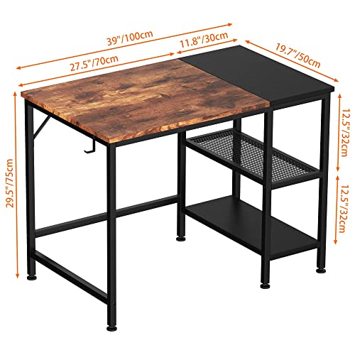 - HOMIDEC Office Desk | Computer Desk With Bookshelf | 100 x 50 x 75 cm Study Writing PC Desk -