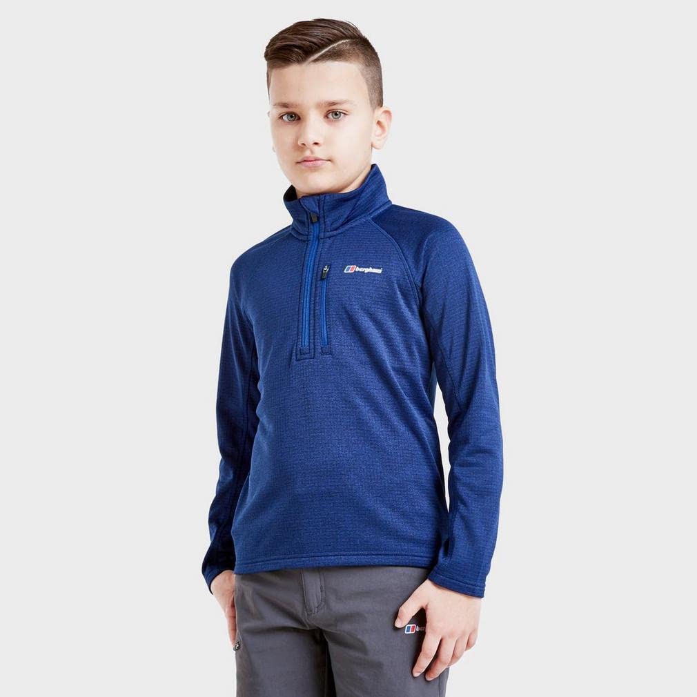 Berghaus Grid Kids' Fleece Top with Half-zip Fastening, Kids' Midlayer Fleece, Kids' Hiking & Outdoor Recreation (13 Years, Blue)
